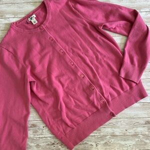 L.L. Bean Women’s Supima Cotton Front Button Cardigan | Small | Pink